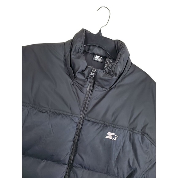 Starter Down Feather Puffer Vest Jacket Mens 2XL 50/52 Black Zip Up Winter - Picture 6 of 11